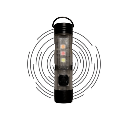 AKRYPT Slug tactical illumination device with multi-color LEDs, compact cylindrical design, signaling and identification light for law enforcement and military use