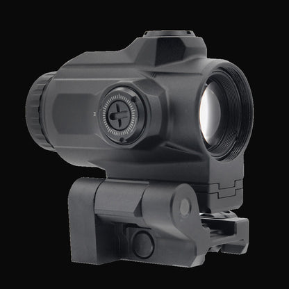 SKOPTIX 3XM 3x prism magnifier, front view showing the flip-to-side mount